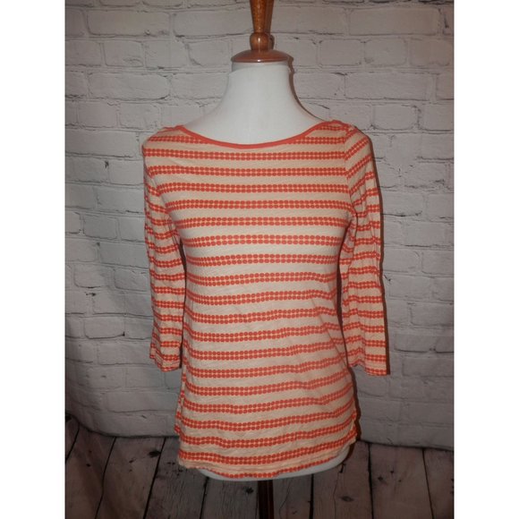 Postmark Anthropologie Top Small Orange Stripe Dot - Picture 1 of 4